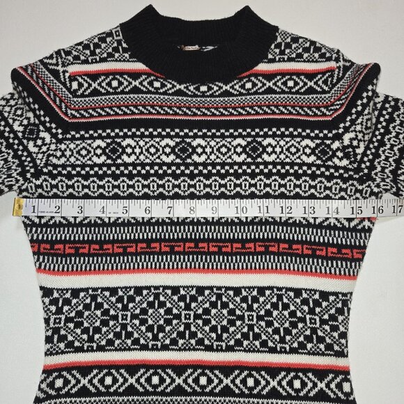 Free People Sweater Dress Medium Faero Balloon Sleeve Wool Nordic Fair Isle - Picture 2 of 9